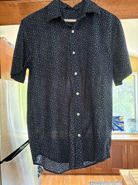 Men's Jones New YorunNavy Short-Sleeve Button-Up Shirt with Crescent Moon Print